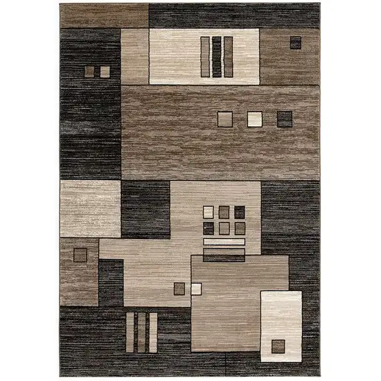 8' Brown and Black Abstract Power Loom Runner Rug Photo 2