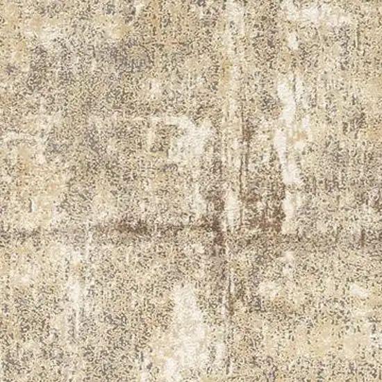 8' Brown and Ivory Abstract Distressed Runner Rug Photo 5