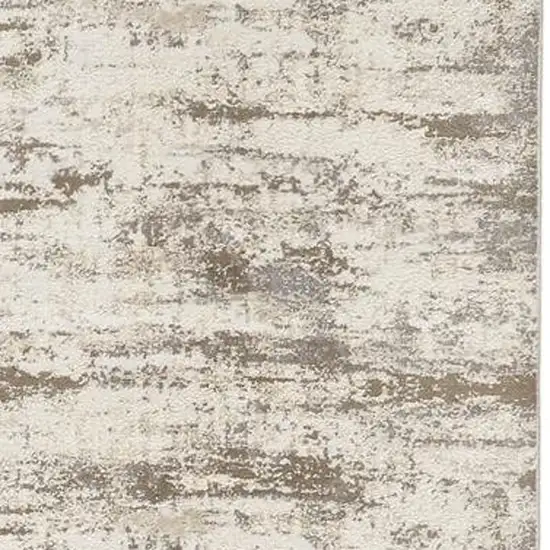 8' Brown and Ivory Abstract Distressed Runner Rug Photo 5