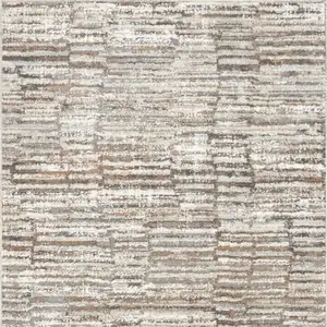 Photo of 8' Brown and Ivory Abstract Runner Rug