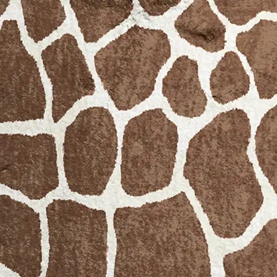 8' Brown and Ivory Animal Print Handmade Non Skid Runner Rug Photo 4