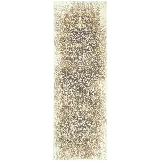 8' Camel Medallion Stain Resistant Runner Rug Photo 1