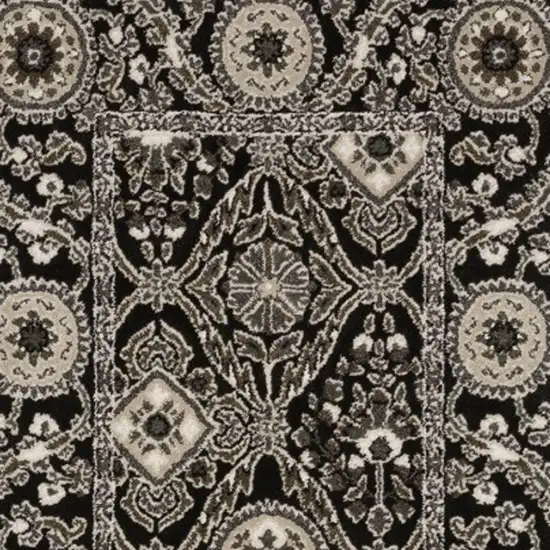 8' Charcoal And Gray Oriental Runner Rug Photo 7