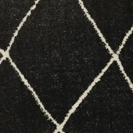 8' Charcoal And Ivory Trellis Runner Rug Photo 7