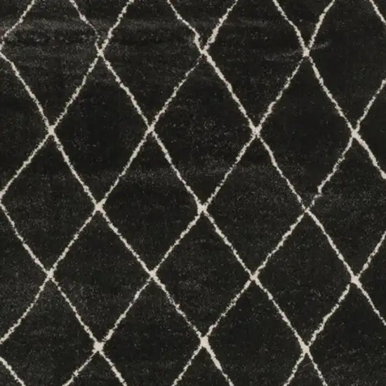 8' Charcoal And Ivory Trellis Runner Rug Photo 8