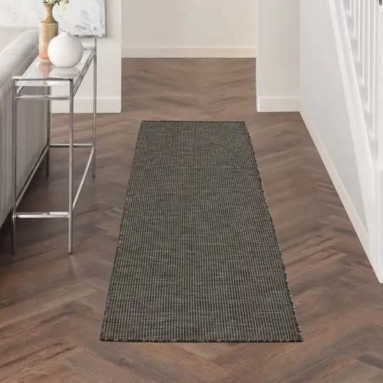 8' Charcoal Power Loom Runner Rug Photo 9