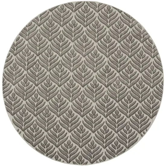 8' Charcoal Round Floral Power Loom Area Rug Photo 1