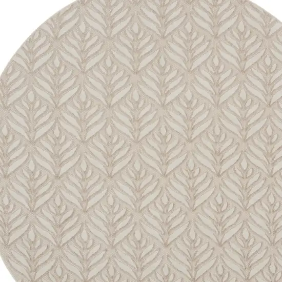 8' Gray and Ivory Round Floral Indoor Outdoor Area Rug Photo 5