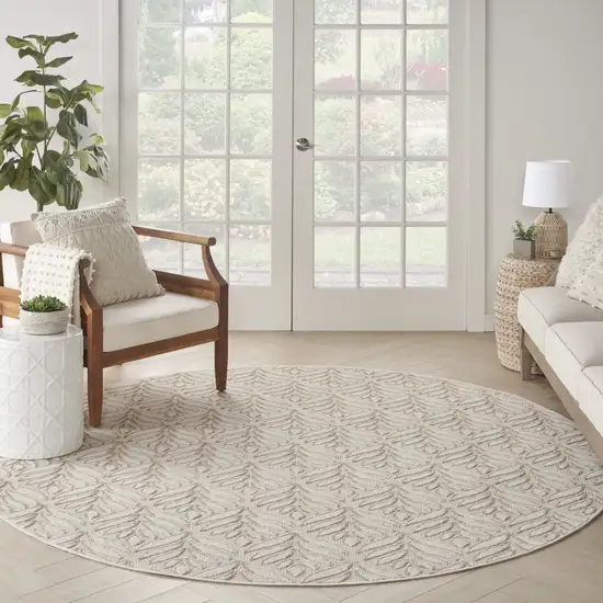 8' Charcoal Round Floral Power Loom Area Rug Photo 7