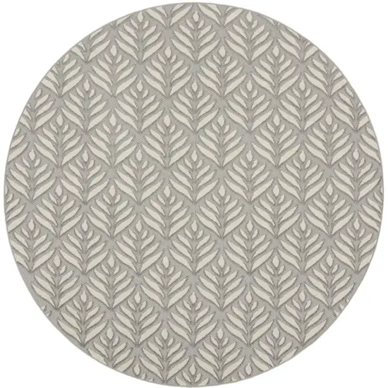 8' Charcoal Round Floral Power Loom Area Rug Photo 1