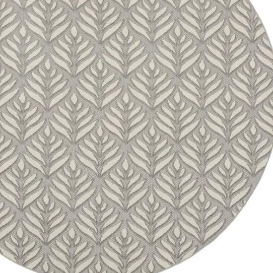 8' Gray Round Floral Indoor Outdoor Area Rug Photo 4