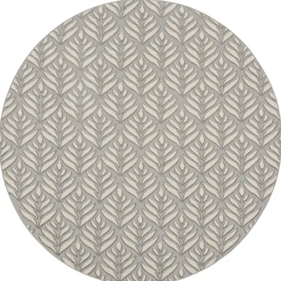 8' Charcoal Round Floral Power Loom Area Rug Photo 5