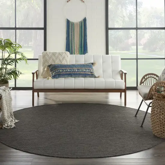 8' Charcoal Round Power Loom Area Rug Photo 5