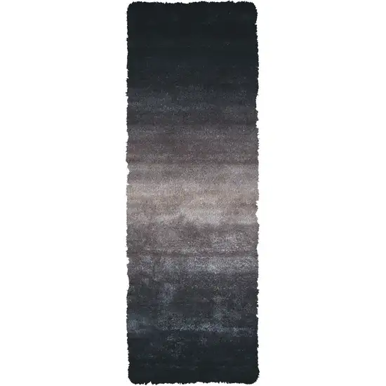 6' Charcoal Shag Hand Tufted Runner Rug Photo 4