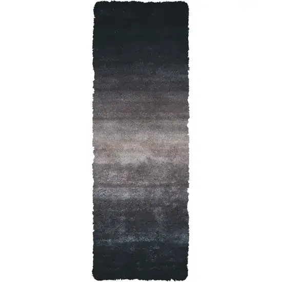 6' Charcoal Shag Hand Tufted Runner Rug Photo 2