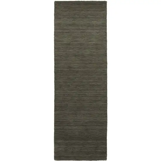 8' Charcoal Wool Hand Tufted Runner Rug Photo 2