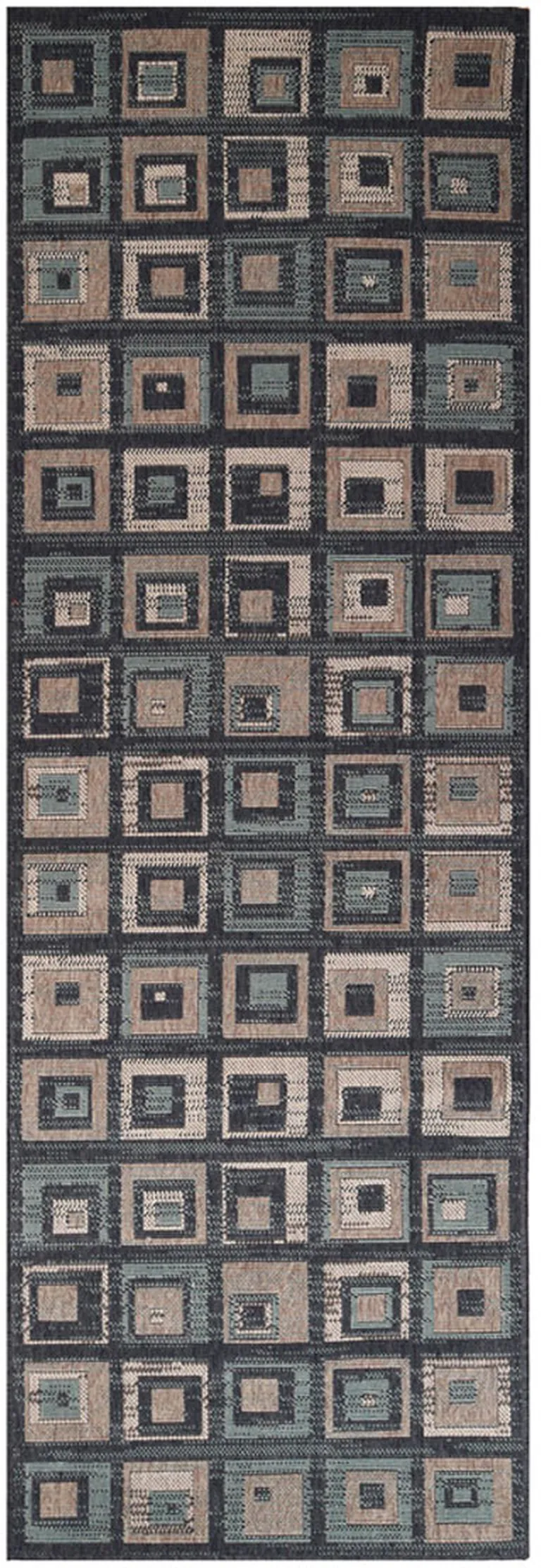 8' Checkered Stain Resistant Runner Rug Photo 1