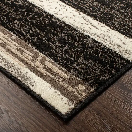 12' Chocolate Patchwork Power Loom Runner Rug Photo 4