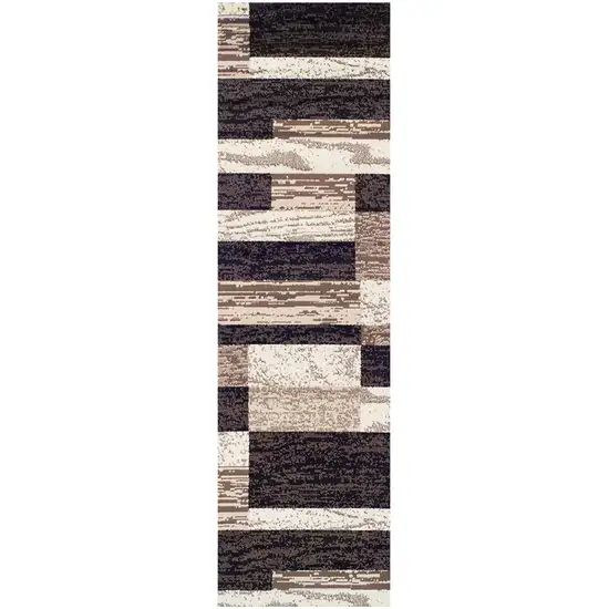 12' Chocolate Patchwork Power Loom Runner Rug Photo 1