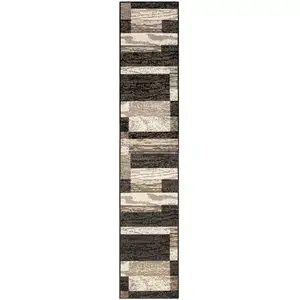 Photo of 11' Chocolate Patchwork Power Loom Runner Rug