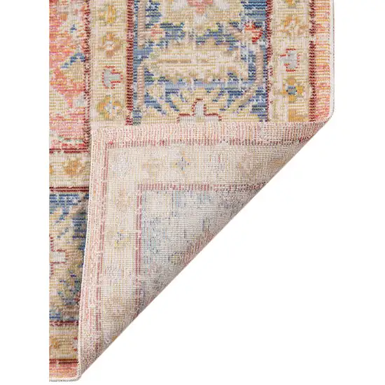 8' Coral Floral Power Loom Runner Rug Photo 3