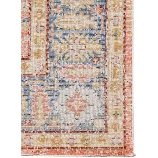 8' Coral Floral Power Loom Runner Rug Photo 2