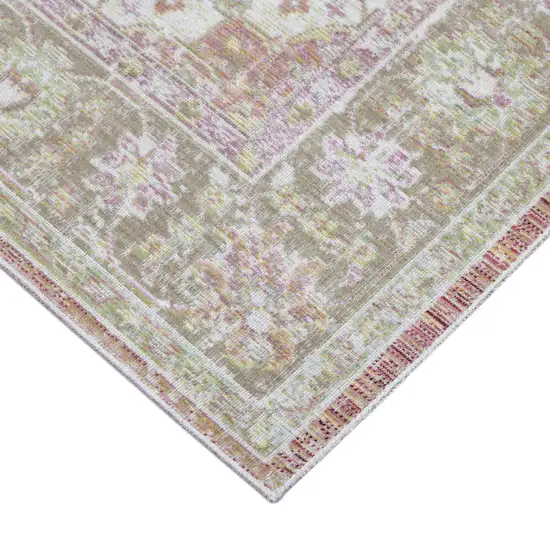 8' Coral Medallion Power Loom Runner Rug Photo 2