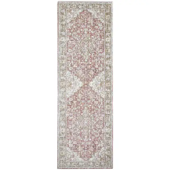 8' Coral Medallion Power Loom Runner Rug Photo 1