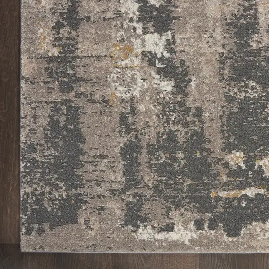 8' Cream Black and Gray Abstract Runner Rug Photo 4