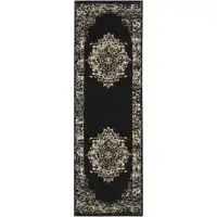 Photo of 8' Cream Damask Power Loom Runner Rug