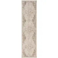 Photo of 10' Cream Medallion Power Loom Runner Rug