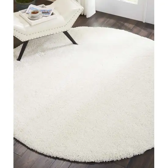 7' Cream Shag Non Skid Round Rug Photo 8