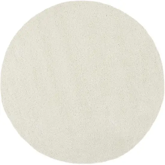 7' Cream Shag Non Skid Round Rug Photo 2