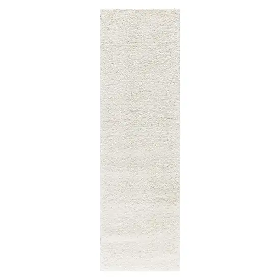 8' Cream Shag Non Skid Runner Rug Photo 5