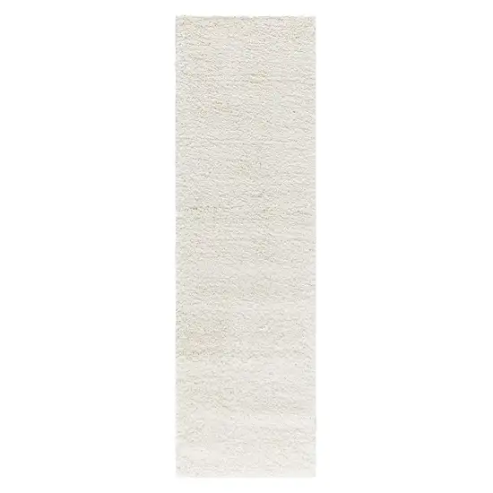 8' Cream Shag Non Skid Runner Rug Photo 2