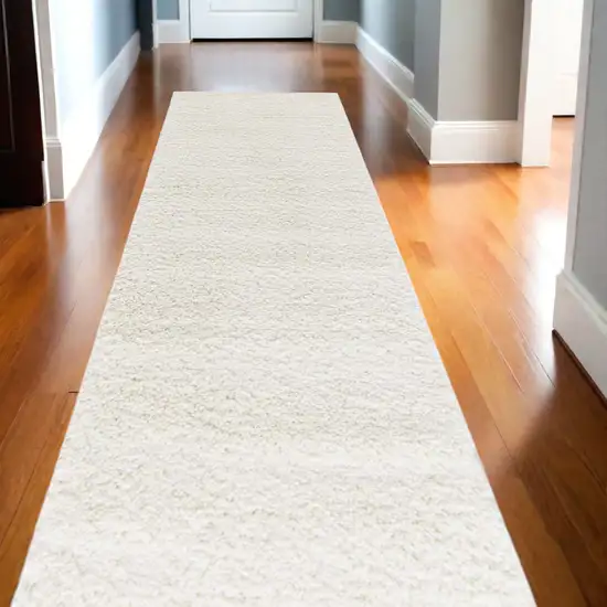 10' Cream Shag Non Skid Runner Rug Photo 1