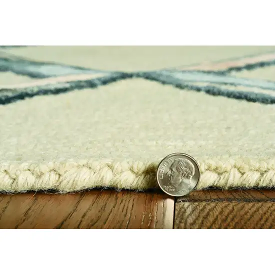 8' Cream Wool Handmade Runner Rug Photo 4