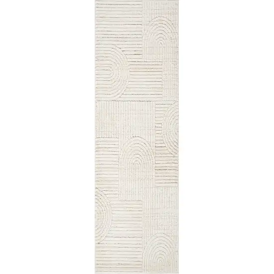 8' Cream and Beige Abstract Distressed Area Rug Photo 2