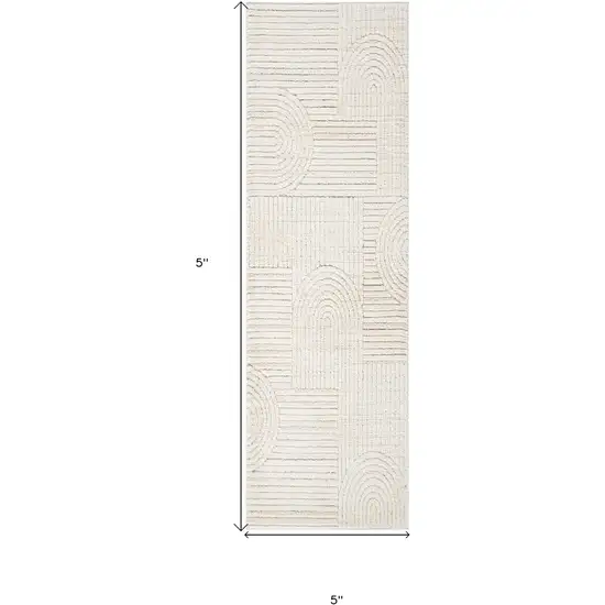 8' Cream and Beige Abstract Distressed Area Rug Photo 3