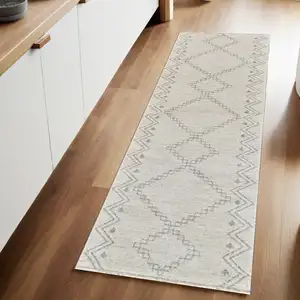 Photo of 8' Cream and Beige Abstract Distressed Area Rug