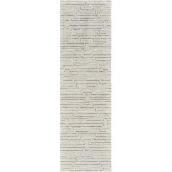 8' Cream and Beige Abstract Distressed Area Rug Photo 2