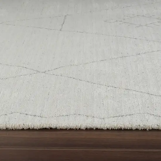 8' Cream and Beige Abstract Non Skid Runner Rug Photo 3