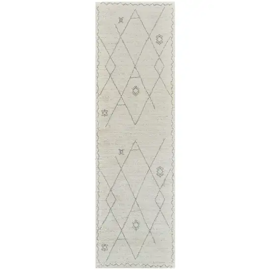 8' Cream and Beige Abstract Non Skid Runner Rug Photo 2