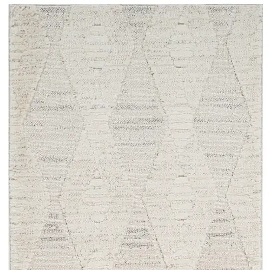 8' Cream and Beige Geometric Distressed Area Rug Photo 4