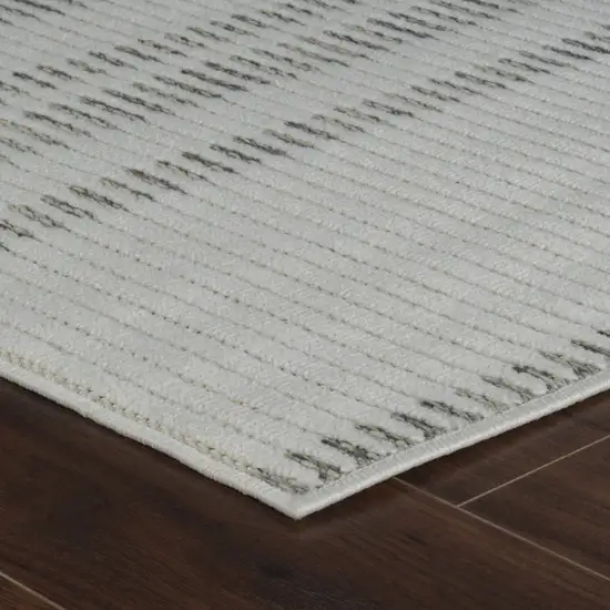 10' Cream and Beige Striped Distressed Indoor Outdoor Runner Rug Photo 7