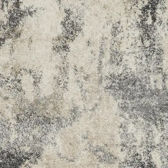 8' Cream and Gray Abstract Distressed Runner Rug Photo 4