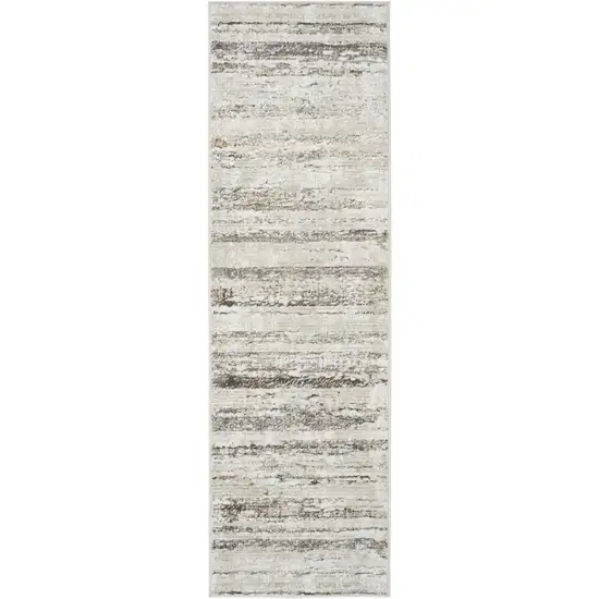 8' Cream and Gray Abstract Non Skid Runner Rug Photo 2