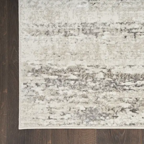 8' Cream and Gray Abstract Non Skid Runner Rug Photo 4