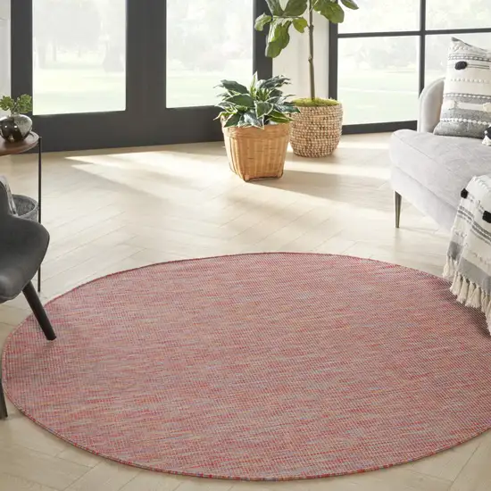 8' Dark Red Round Power Loom Area Rug Photo 7