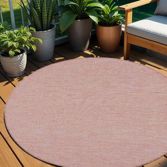 6' Dark Red Round Power Loom Area Rug Photo 1